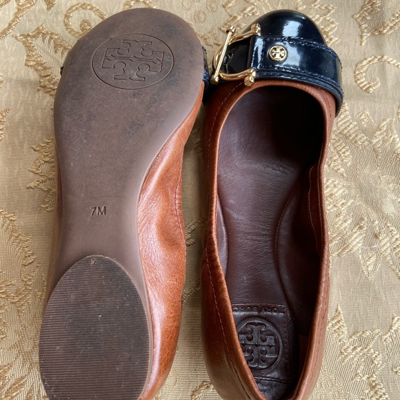 Tory Burch Noel 2Tone black patent leather & brown Ballet Flats - Picture 10 of 15